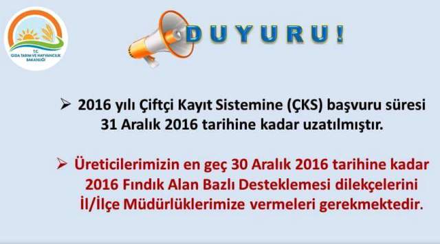 Üreticilerimizin Dikkatine!